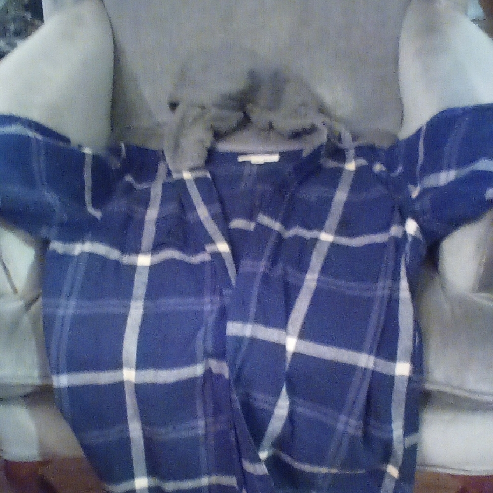 Aeropostale Gray and Blue Plaid Hooded Robe
